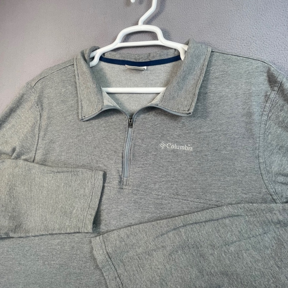 Columbia Pullover Mens 3X Grey 1/4 Zip AS6196 Long Sleeve Cotton Blend Mock Neck